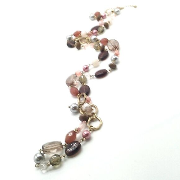 Lia Sophia BEAUJOLAIS Necklace Long Acrylic & Resin Beads Gold-tone Chain Retire - Picture 8 of 15